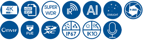 Egenskaper för kupolkamera TA-K88172-FPK